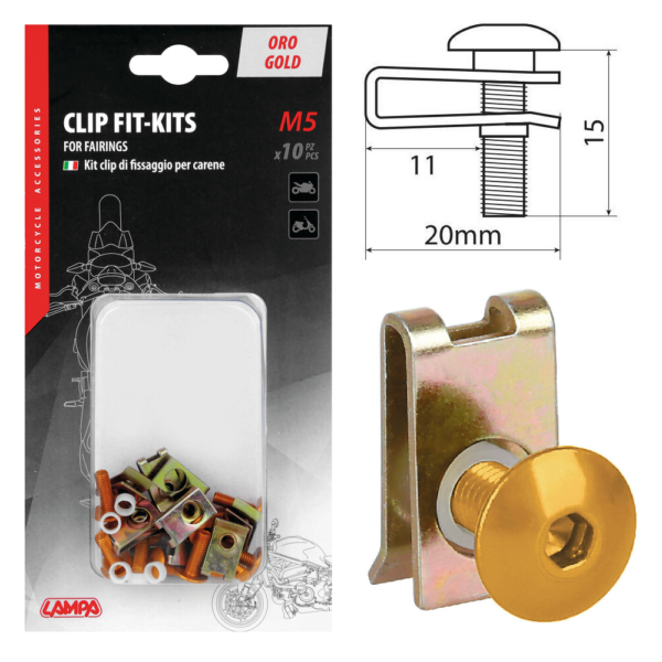LAMPA - Clip Fit-Kits for fairings (5 MA) - 10 pcs - Gold