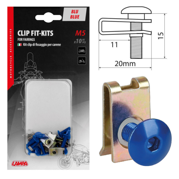 LAMPA - Clip Fit-Kits for fairings (5 MA) - 10 pcs - Blue